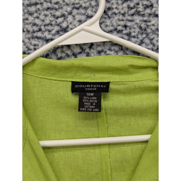 Y2K Courtenay Linen Jacket Size 18W Chore Barn Cargo Boho Artsy Vacation Green - Picture 12 of 12
